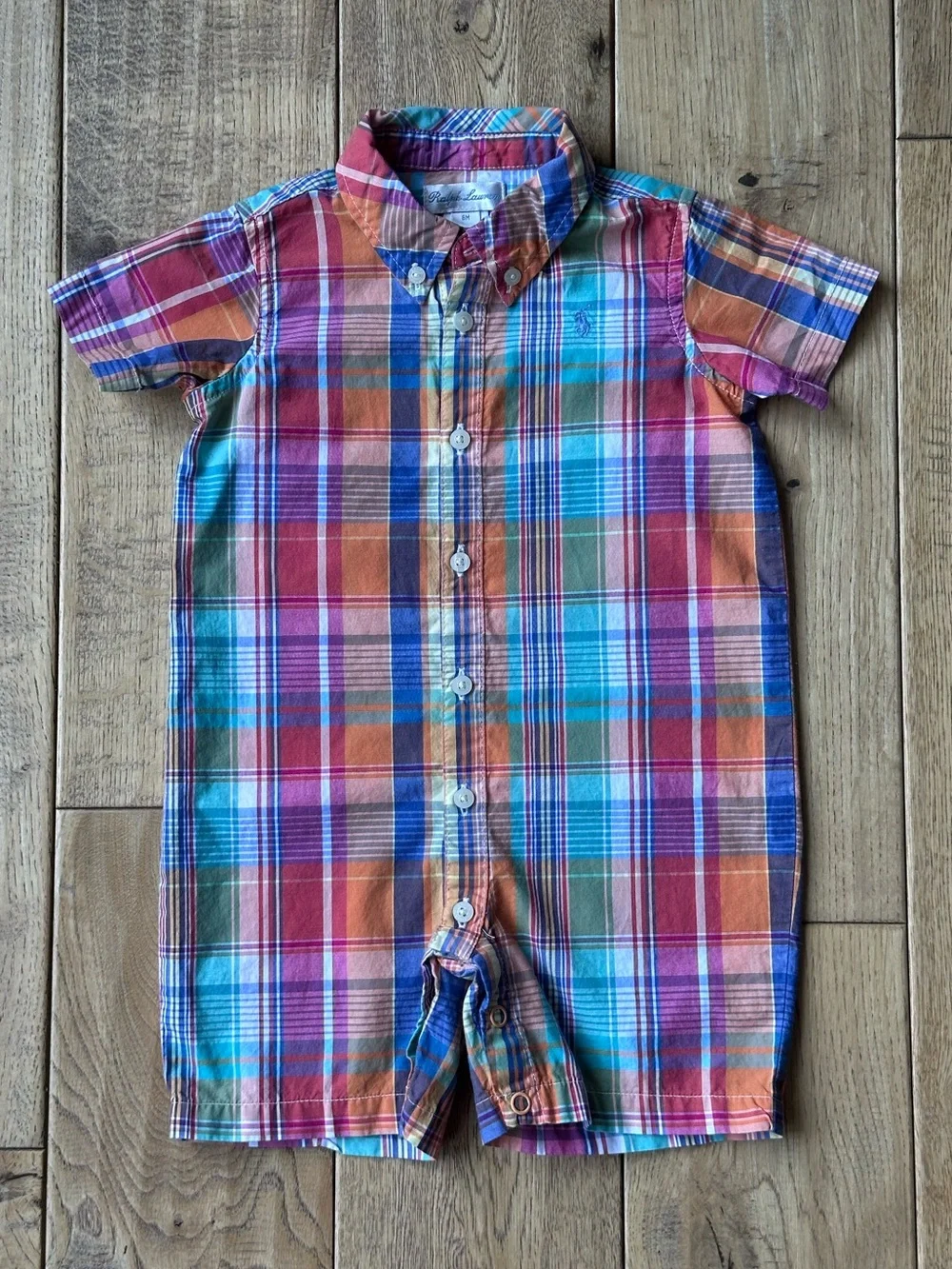Ralph Lauren Plaid Cotton Button Down Shortall size 6 Months